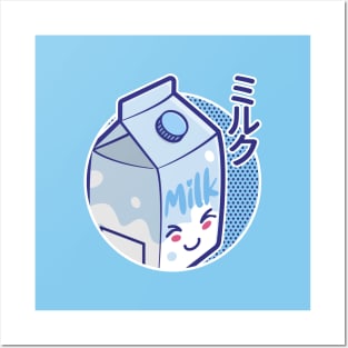 Cute Japanese Kawaii Milk Carton Posters and Art